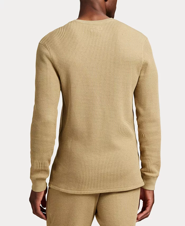 Мужская футболка с длинным рукавом и круглым вырезом для сна Polo Ralph Lauren, загар/бежевый — фото 2