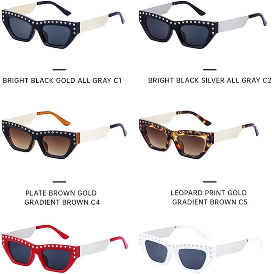 

Красные солнцезащитные очки «кошачий глаз» со стразами, маленькая оправа, защита от ультрафиолета UV400, роскошные винтажные солнцезащитные очки HVTVTLA, Green