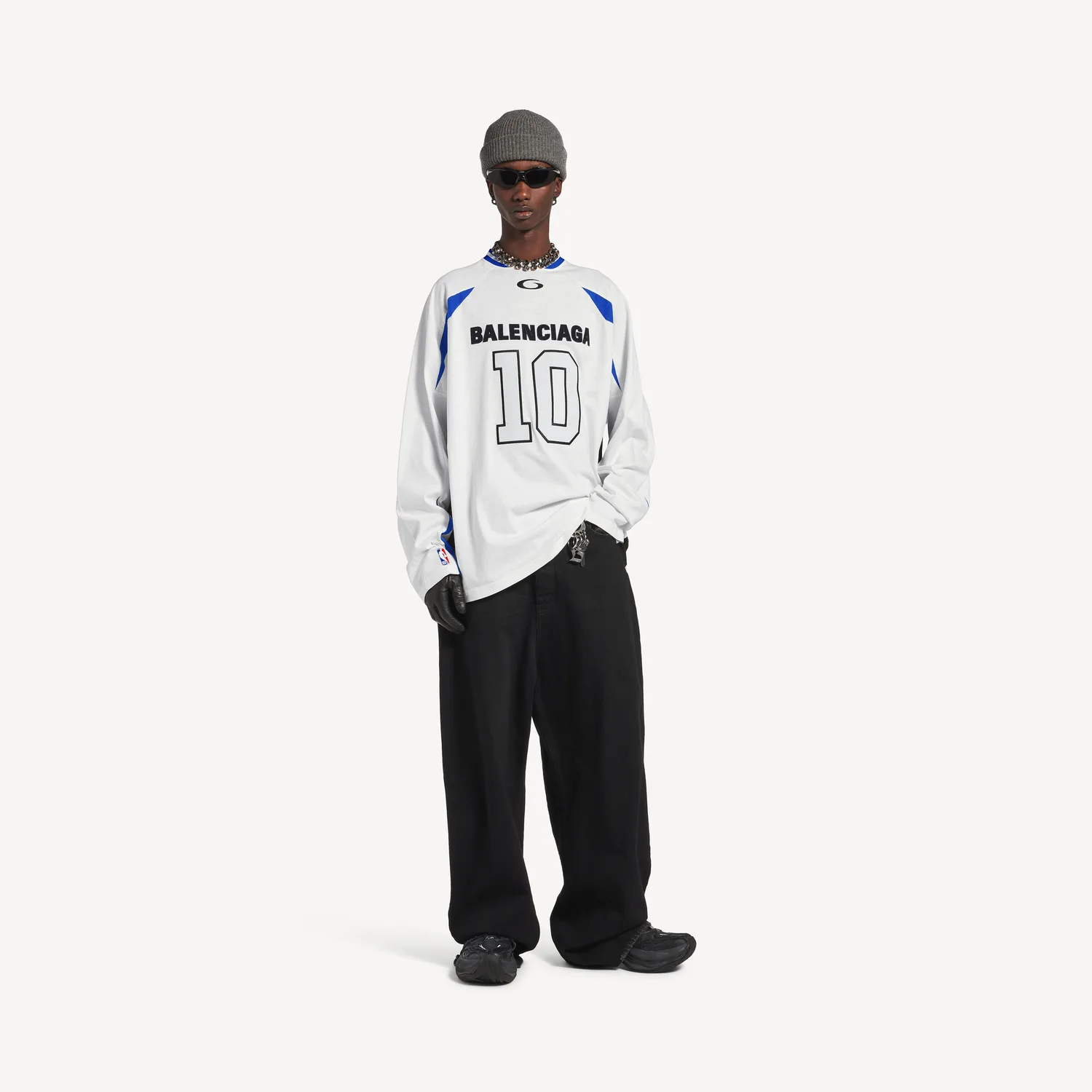 Лонгслив Balenciaga x Nba Collaboration Oversized, белый/мультиколор — фото 2