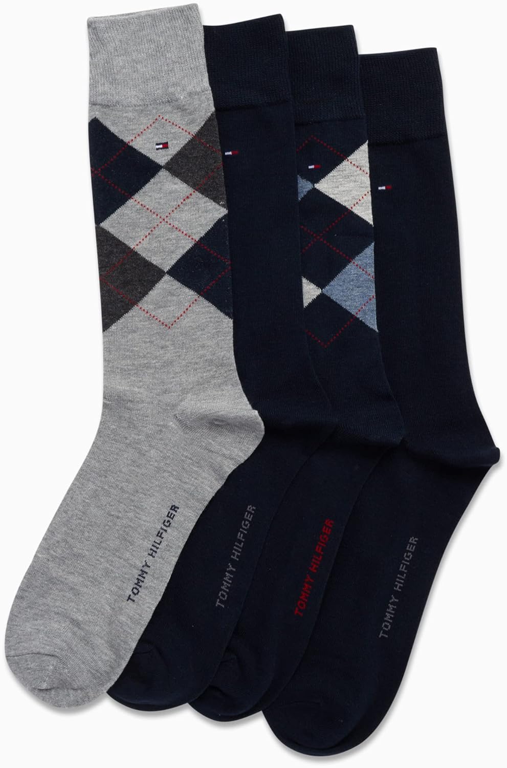 Мужские носки Tommy Hilfiger - 4 пары легких эластичных хлопковых носков для мужчин, дышащие, мягкие, комфортные, Navy Assorted — фото 3