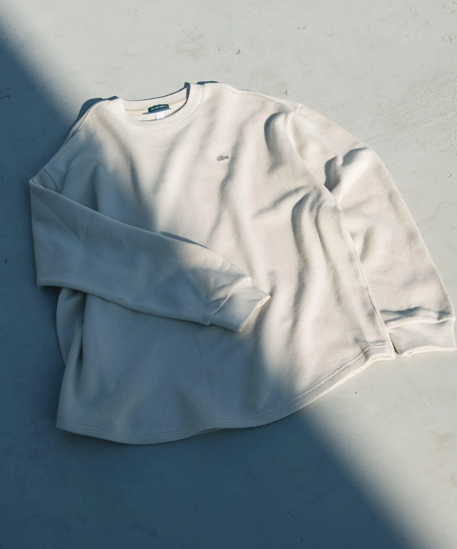 Мужская футболка с длинным рукавом LACOSTE x DOORS THICK PIQUE ROUND зеленый — фото 3