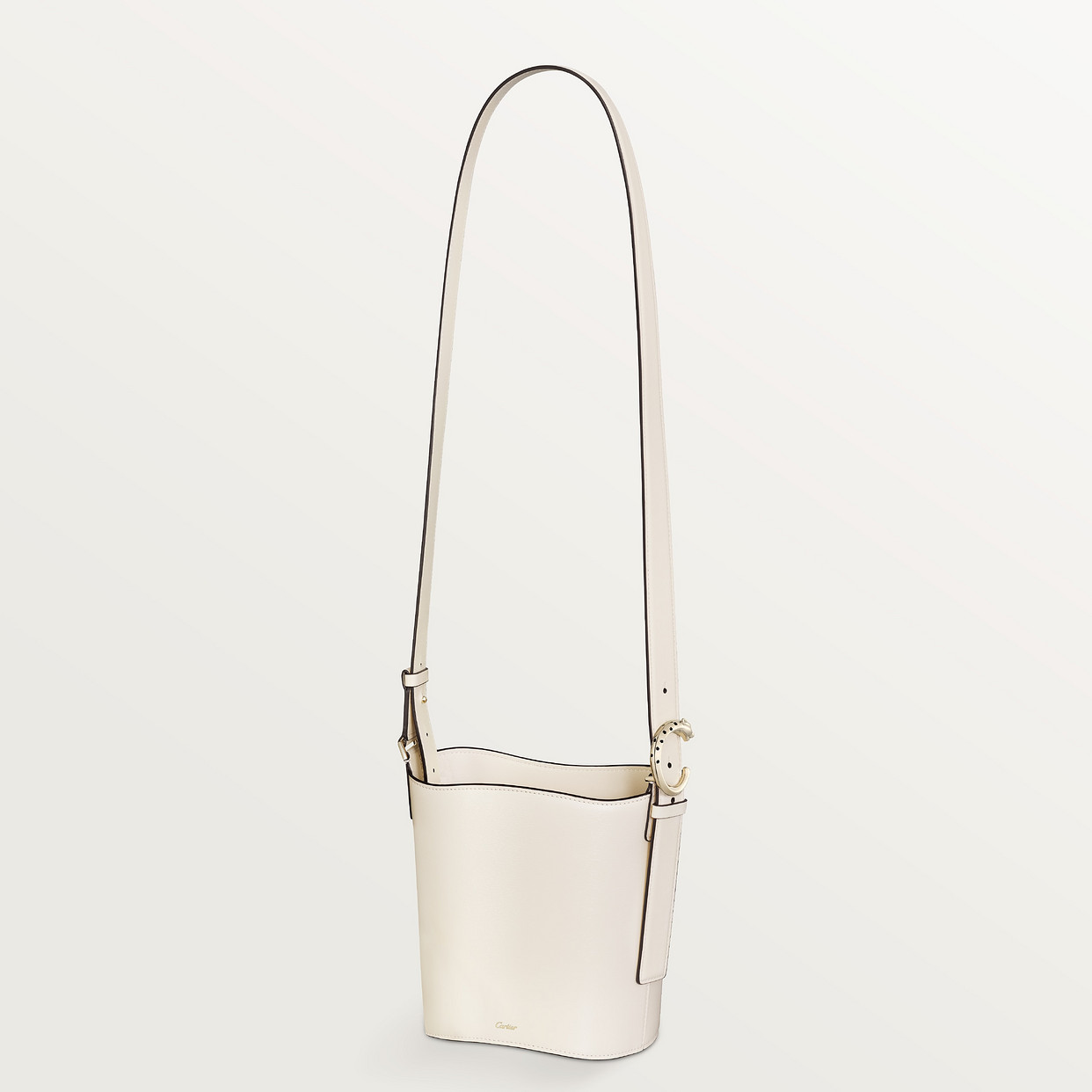 

Женская сумка через плечо Cartier Sac seau mini modèle, Panthère C de Cartier, зернистая телячья кожа цвета соли