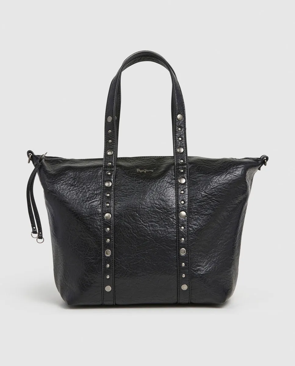 

Женская сумка для боулинга Chelsea Moon с жатым эффектом и двойной ручкой с заклепками Pepe Jeans, черный