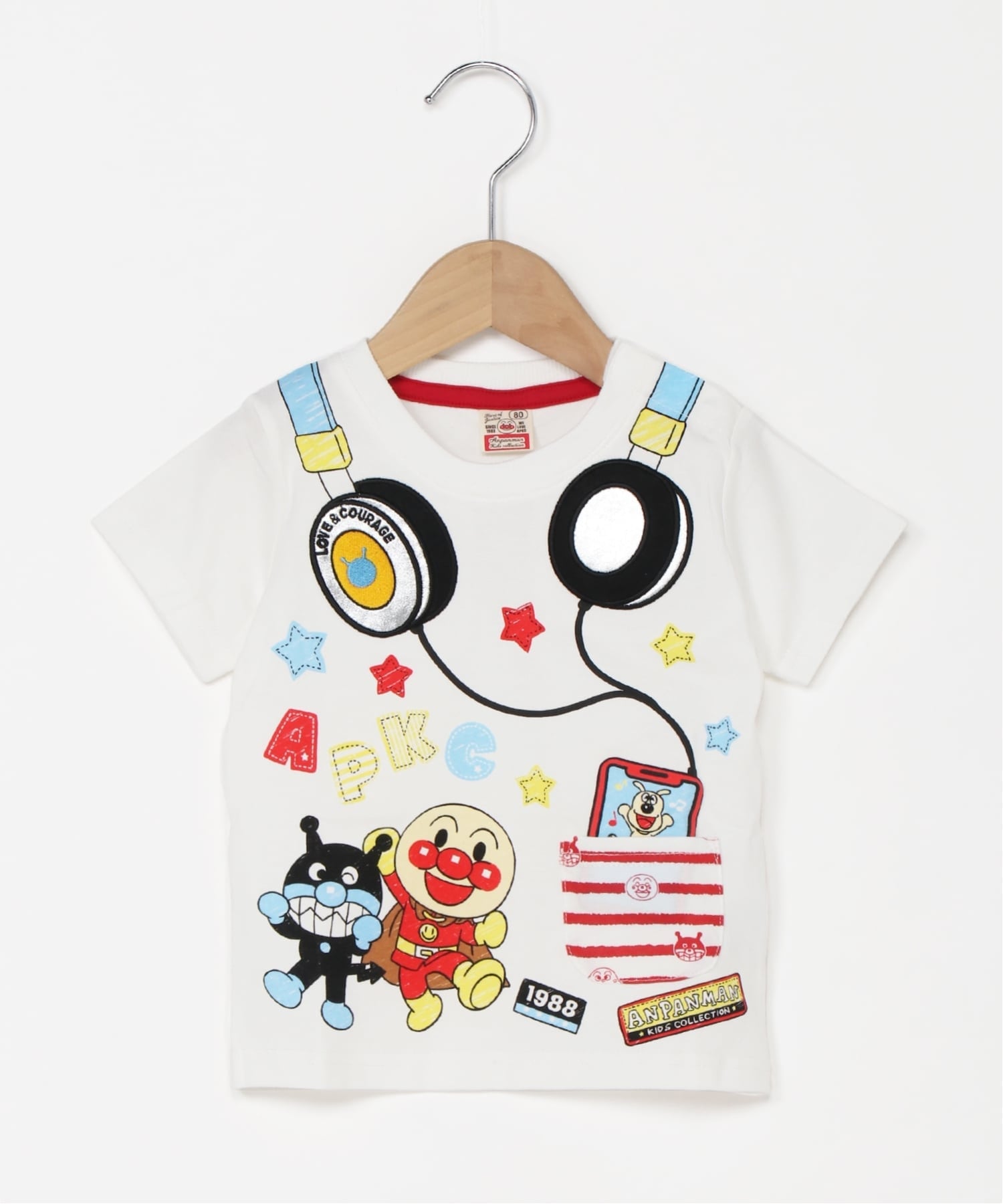 Детская коллекция ANPANMAN/(K) Футболка с коротким рукавом и аппликацией в виде наушников Anpanman Kids Collection, Off-white — фото 2
