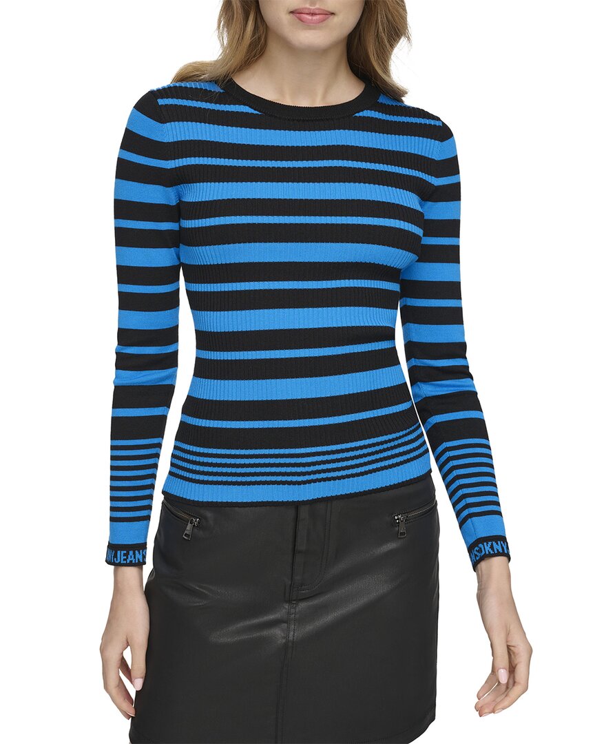 

Свитер с манжетами и логотипом DKNY Stripe, синий
