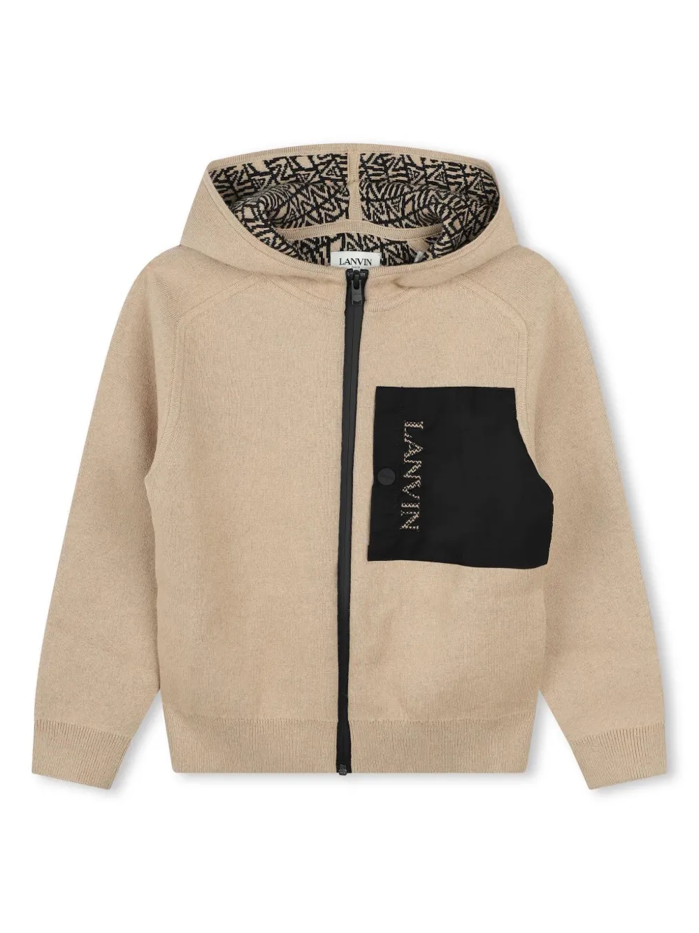

Худи на молнии с вышитым логотипом Lanvin Enfant, нейтральный
