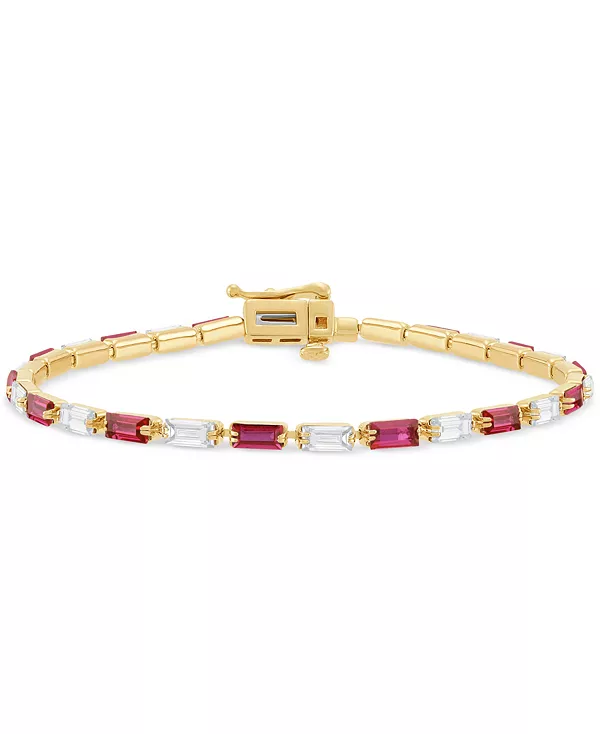 

Браслет с искусственным сапфиром (3 карата tw) и искусственным белым сапфиром (3 карата tw) из 14-каратного желтого золота на стерлинговом серебре Macy'S, ruby