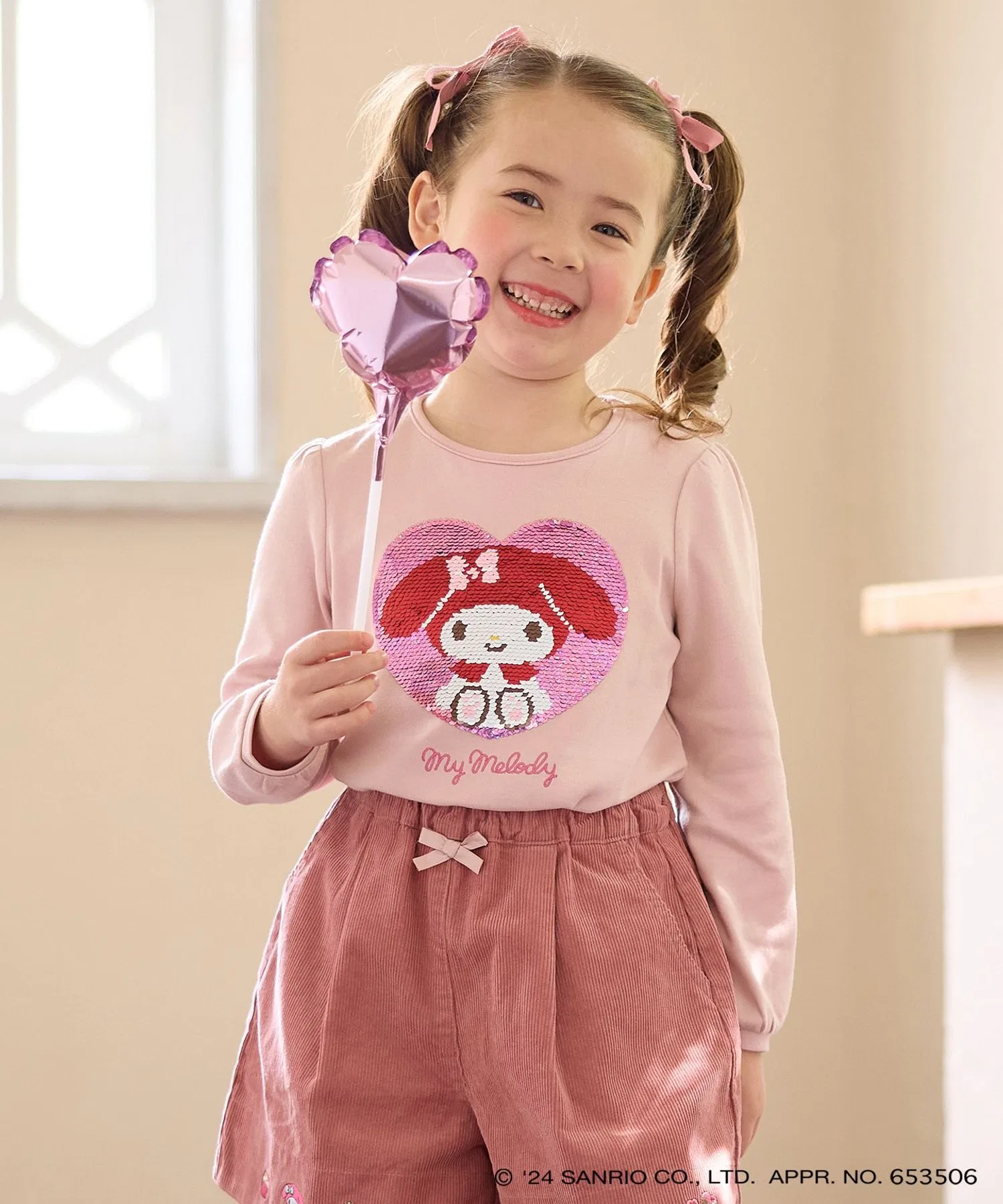 Детская футболка ANY FAM x SANRIO с длинным рукавом и пайетками