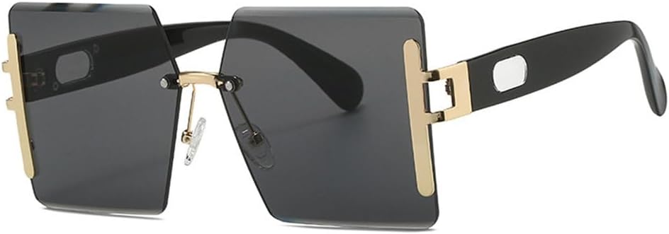 

Солнцезащитные очки MUTYNE большого размера без оправы для женщин и мужчин, модные винтажные солнцезащитные очки, роскошные розовые очки с защитой от УФ-излучения UV400, Black