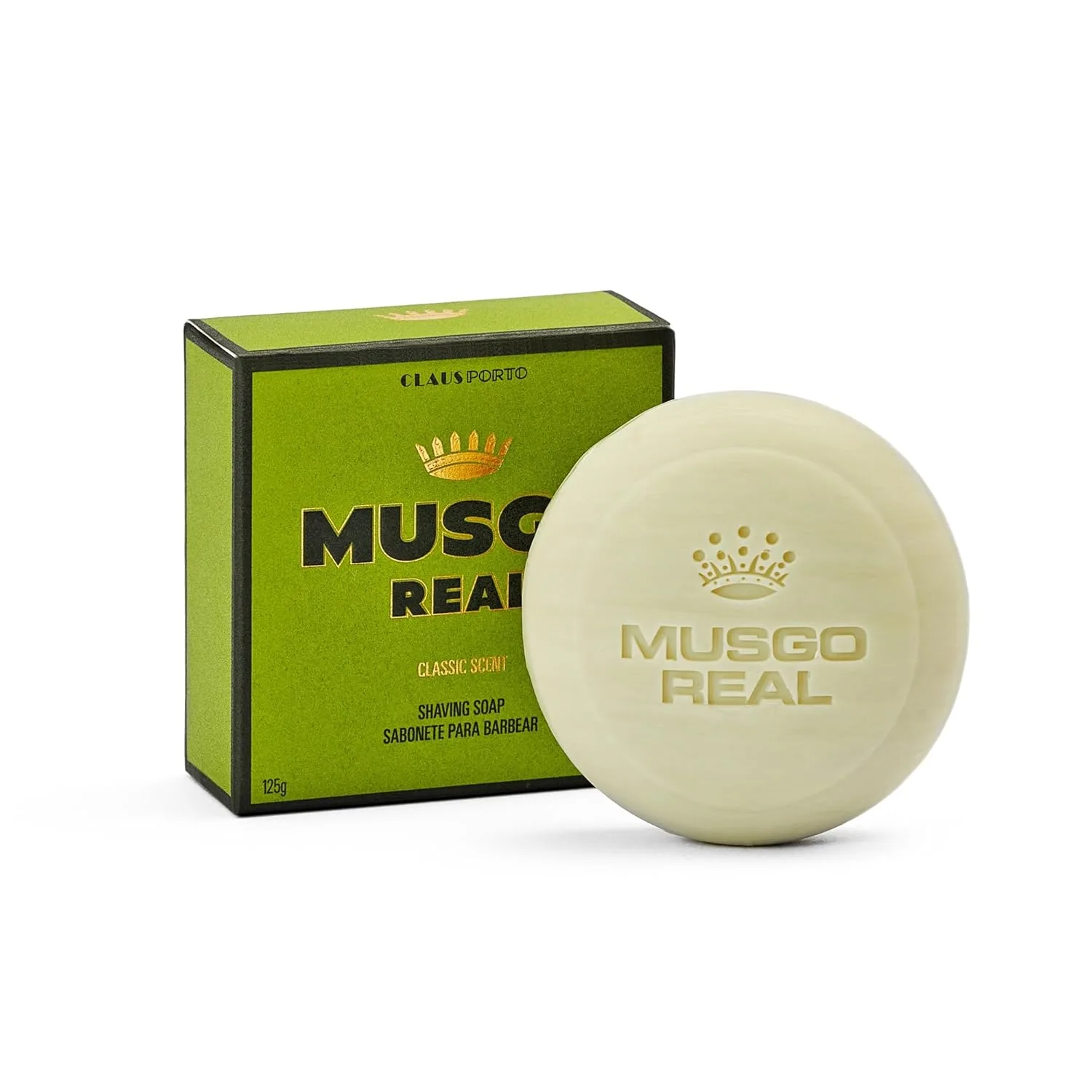 Claus Porto - Musgo Real Classic Scent Shaving Soap | Богатая, роскошная пена, смягчающая волосы для гладкого бритья | Ручная работа, ароматный, традиционный, древесный (125 г | 4,4 унции)