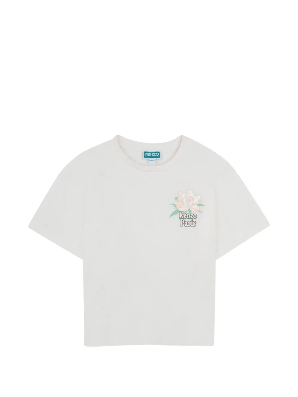 

Футболка с цветочным принтом Kenzo Kids, бежевый