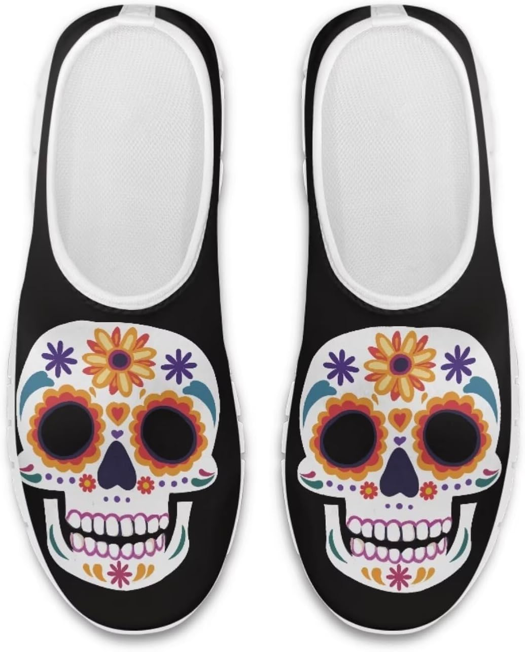 

Слипоны Chaqlin с черепом, низкие кеды, удобные мягкие сетчатые теннисные кроссовки для женщин и мужчин, для тренировок, с возможностью надевания без рук, Boho Skull