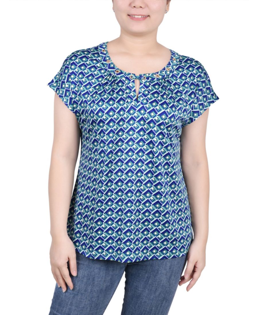 

Женская блузка с удлиненными рукавами и люверсами NY Collection, Surf Emerald Jaycee