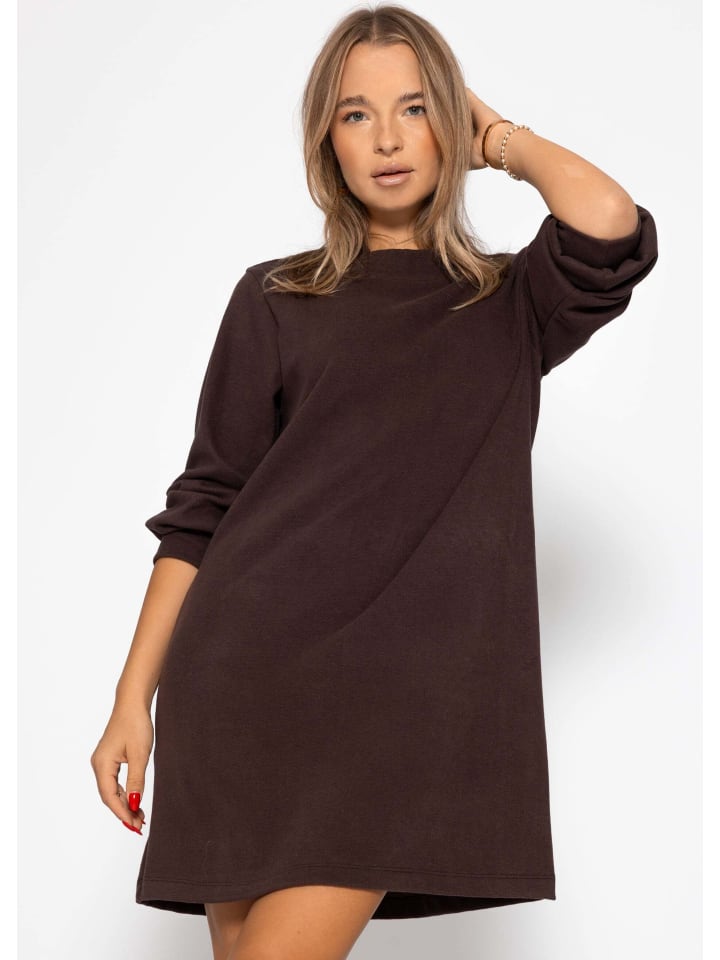 

SASSYCLASSY Коричневое платье-толстовка со стойкой