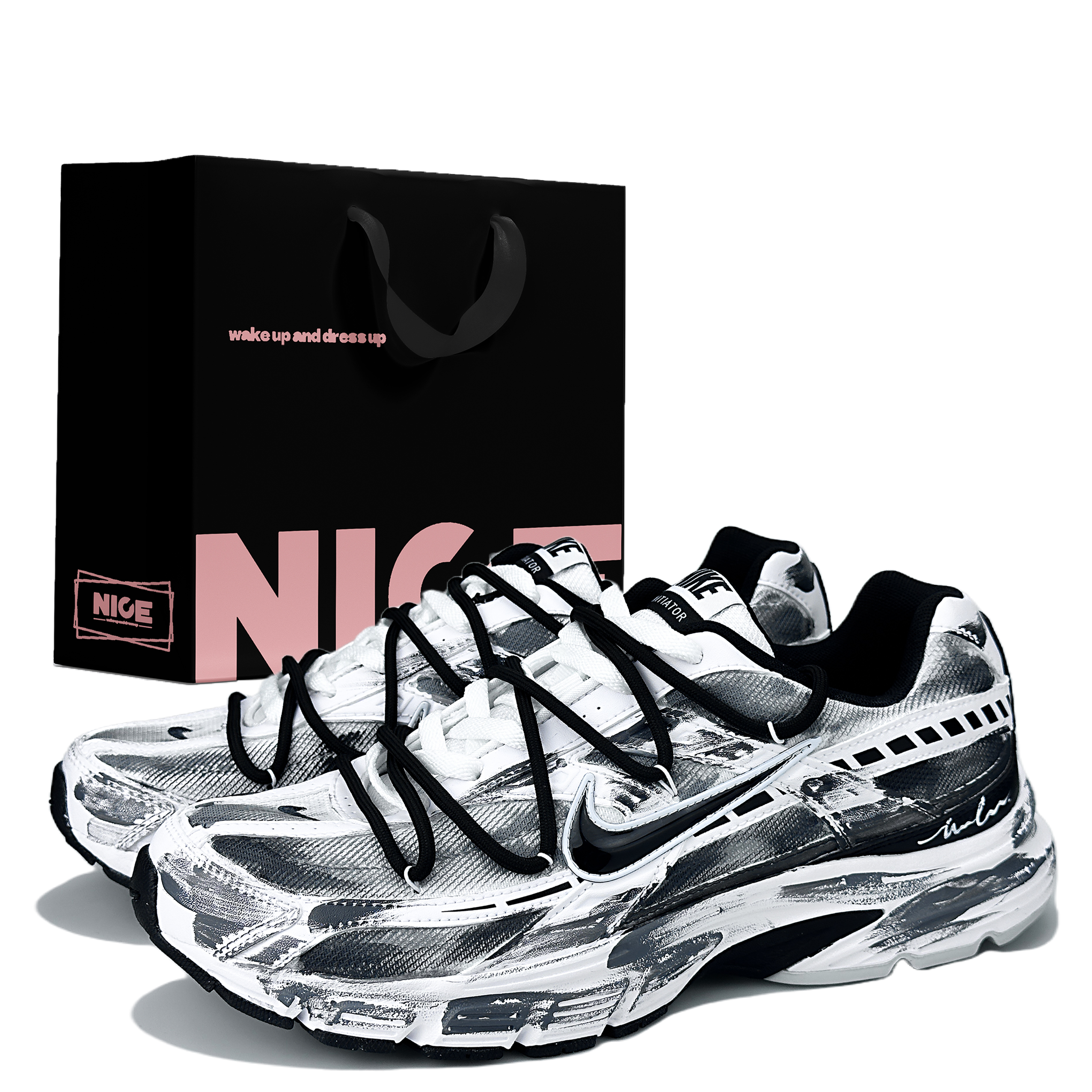 

Nike Кроссовки Initiator с низким верхом, устойчивые к истиранию, мужские, черно-белые