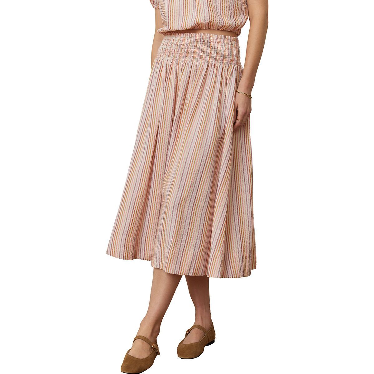 

Юбка из ткани сирсакер Corinne Marine Layer, цвет warm stripe