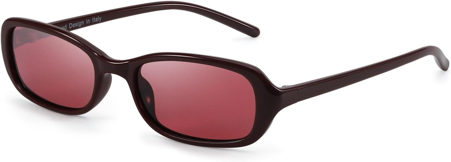 

Солнцезащитные очки SODQW прямоугольной и овальной формы для женщин, поляризованные, в стиле 90-х, маленькие, модные, узкие, с защитой от УФ-излучения UV400, A01- Burgundy/Burgundy