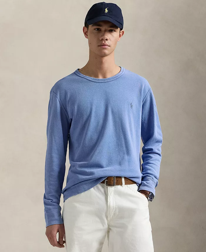 

Мужской хлопковый свитшот с ворсом и круглым вырезом Polo Ralph Lauren, синий