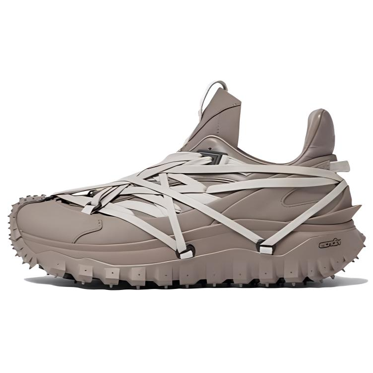 Moncler Низкие повседневные кроссовки RICK OWENS x Trailgrip Megalace, высота 4,5 см, унисекс, серо-коричневый