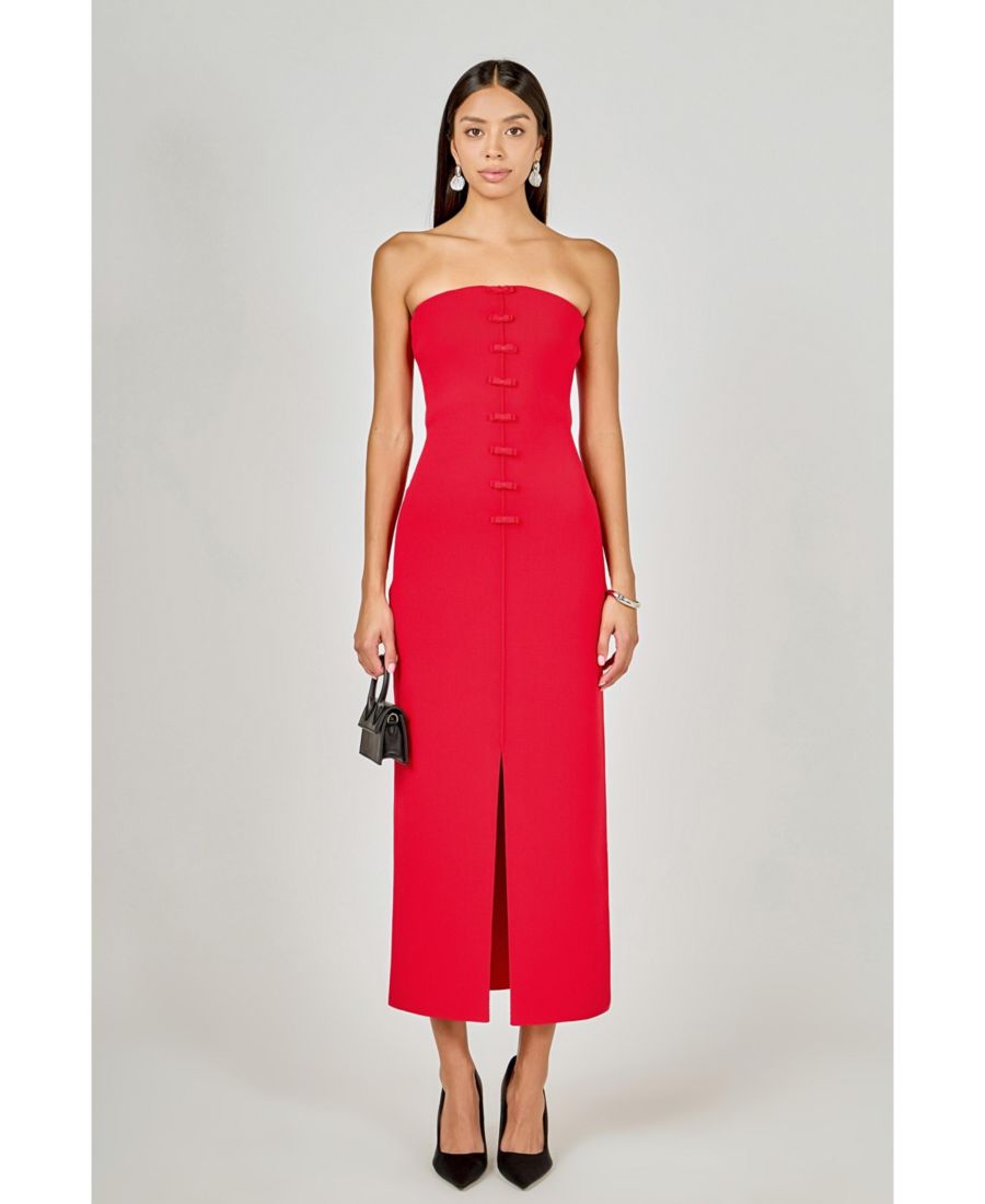 

Женское платье-миди с бантом и декором из бантов endless rose, Red