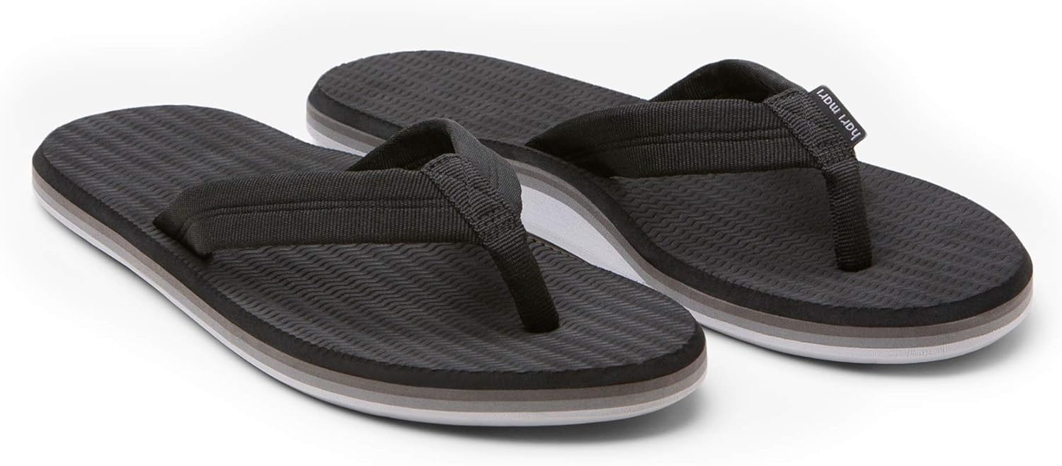 

Мужские водонепроницаемые пляжные шлепанцы с резиновой подошвой и нейлоновым ремешком- Без растяжения, с прочной поддержкой свода стопы, антибактериальные, плавают на воде Hari Mari, черный