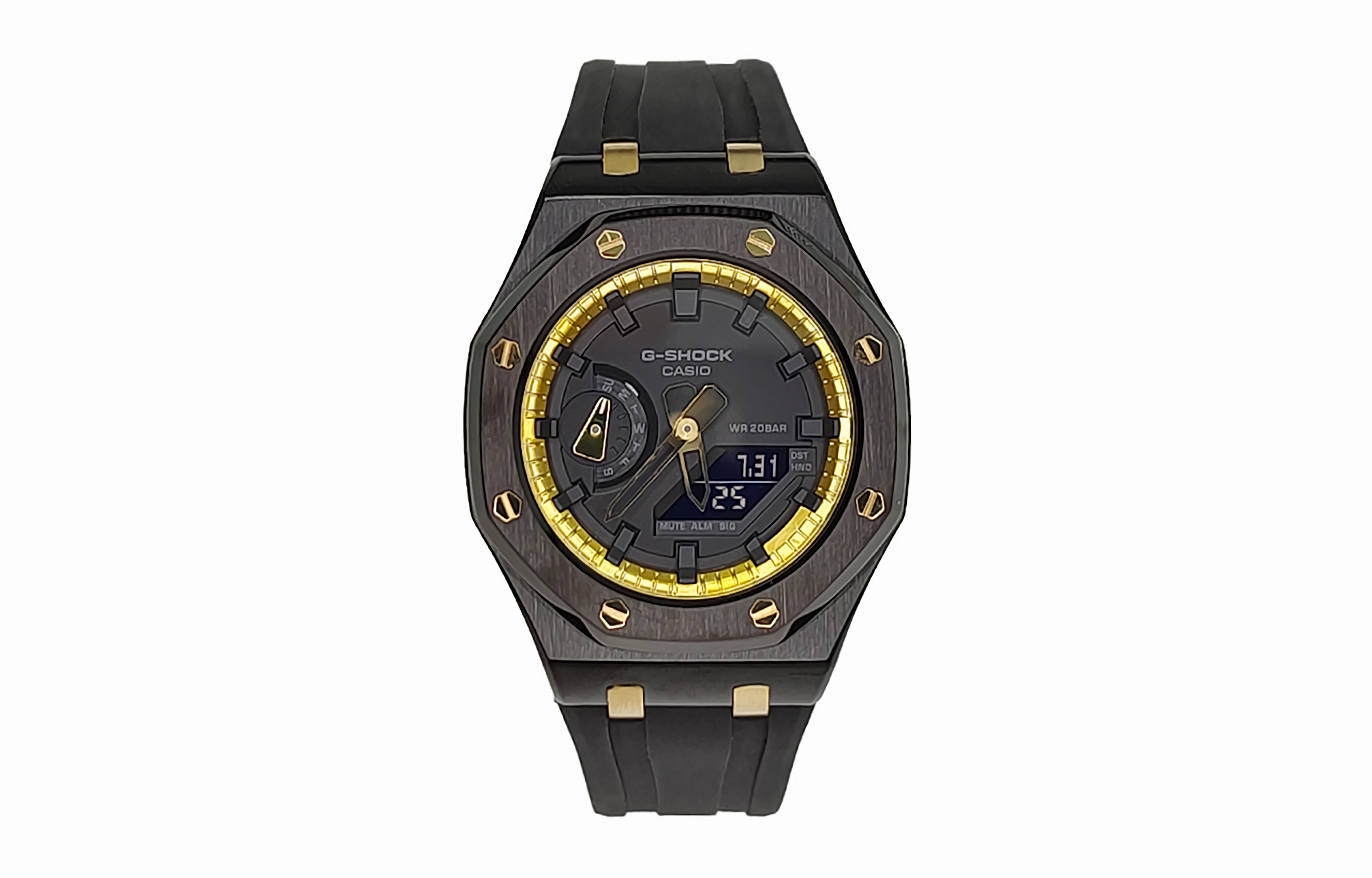 

CASIO Мужские часы с двойным дисплеем, жидкокристаллическим/аналоговым циферблатом, 44 мм, черные