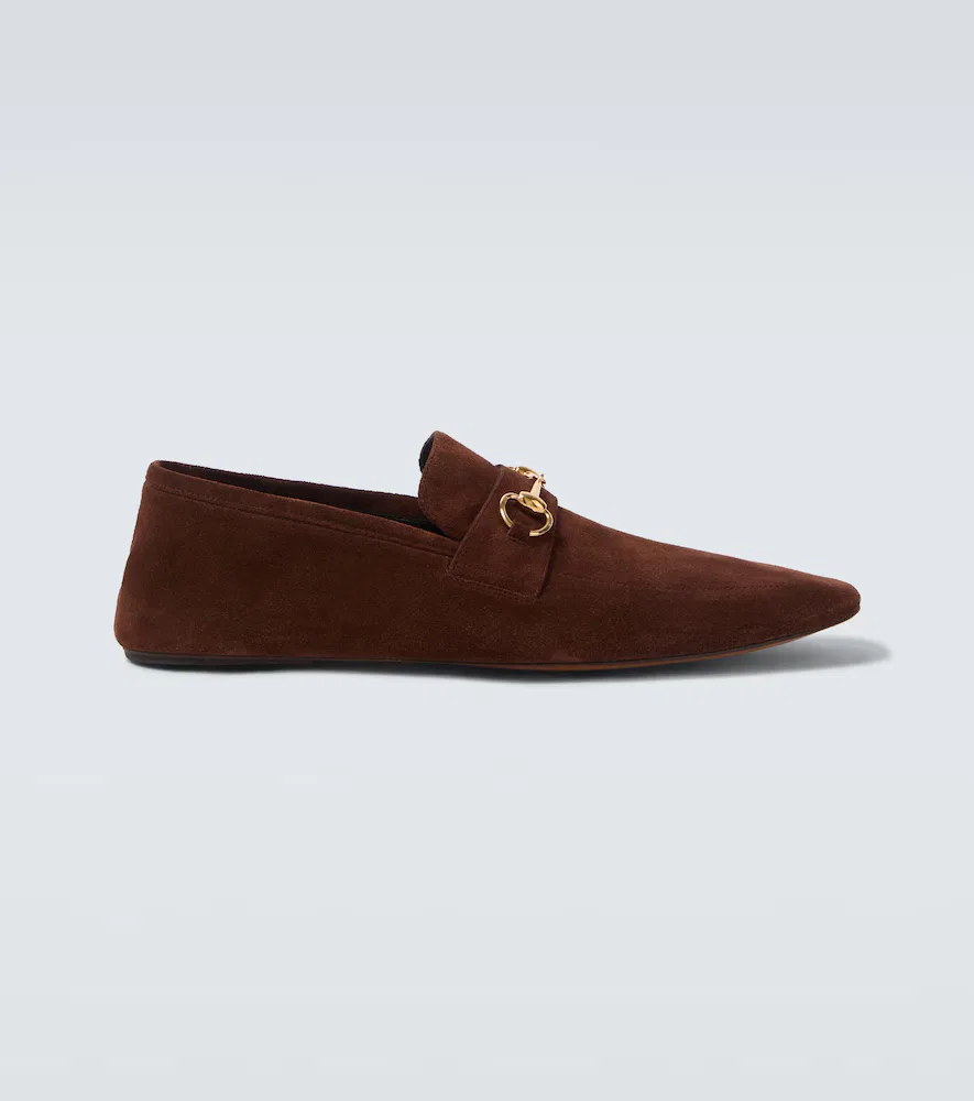 Замшевые лоферы Ragazzo Horsebit Gucci, коричневый