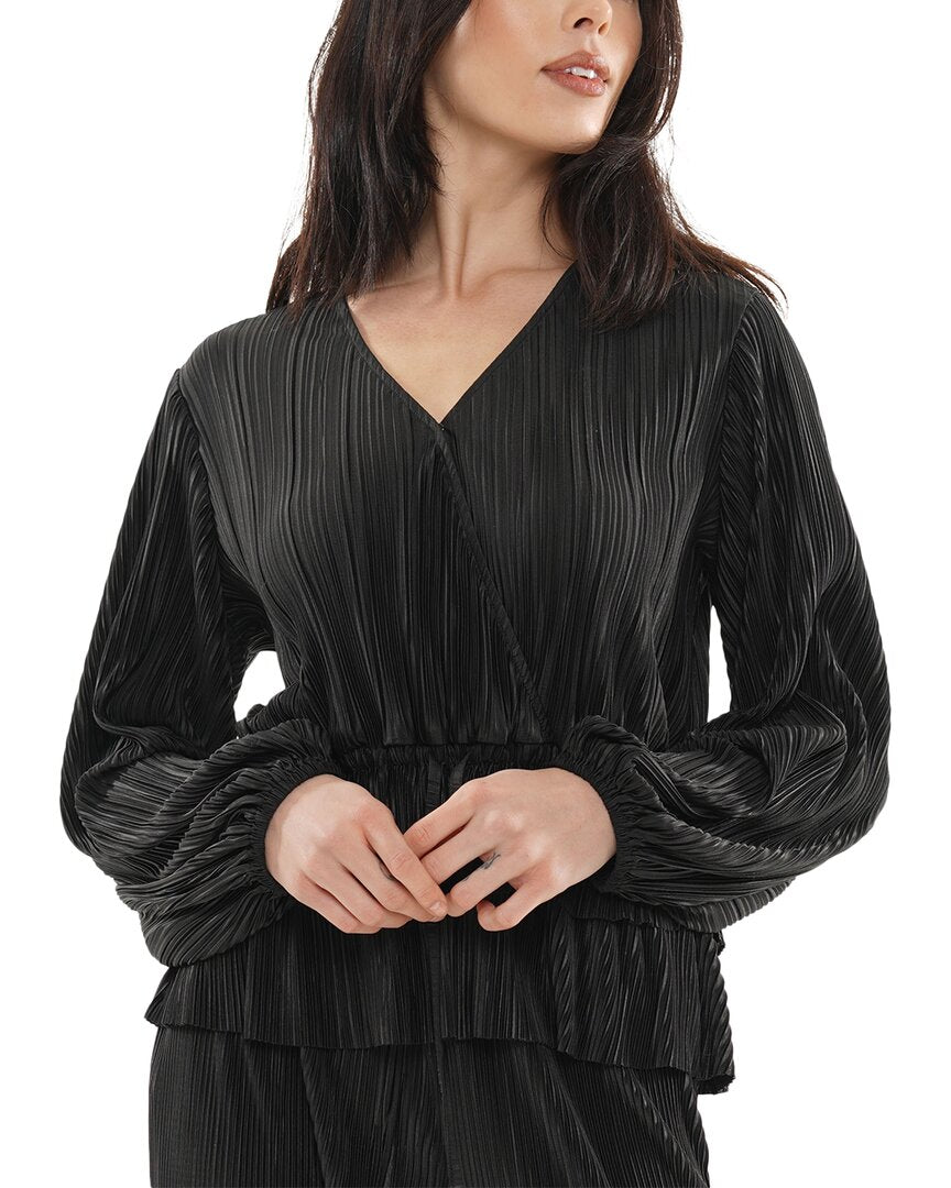 

WHY DRESS Топ с плиссированной баской, черный