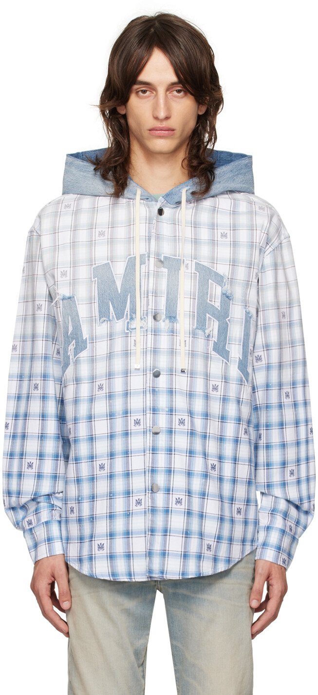 

Верхняя рубашка с капюшоном цвета «Off-White & Blue» AMIRI