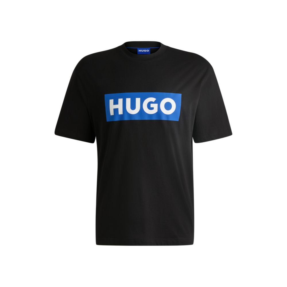 

Футболка из хлопкового джерси с синим логотипом HUGO