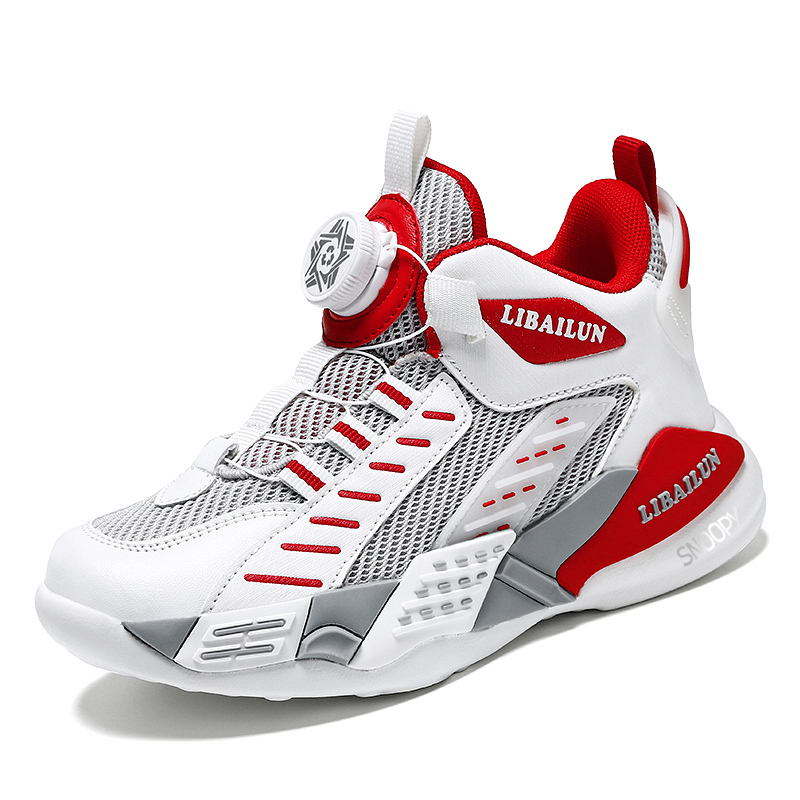 

Детские баскетбольные кроссовки с высоким верхом, противоскользящие, с амортизацией, устойчивые к истиранию и ударам SNOOPY, белый/красный