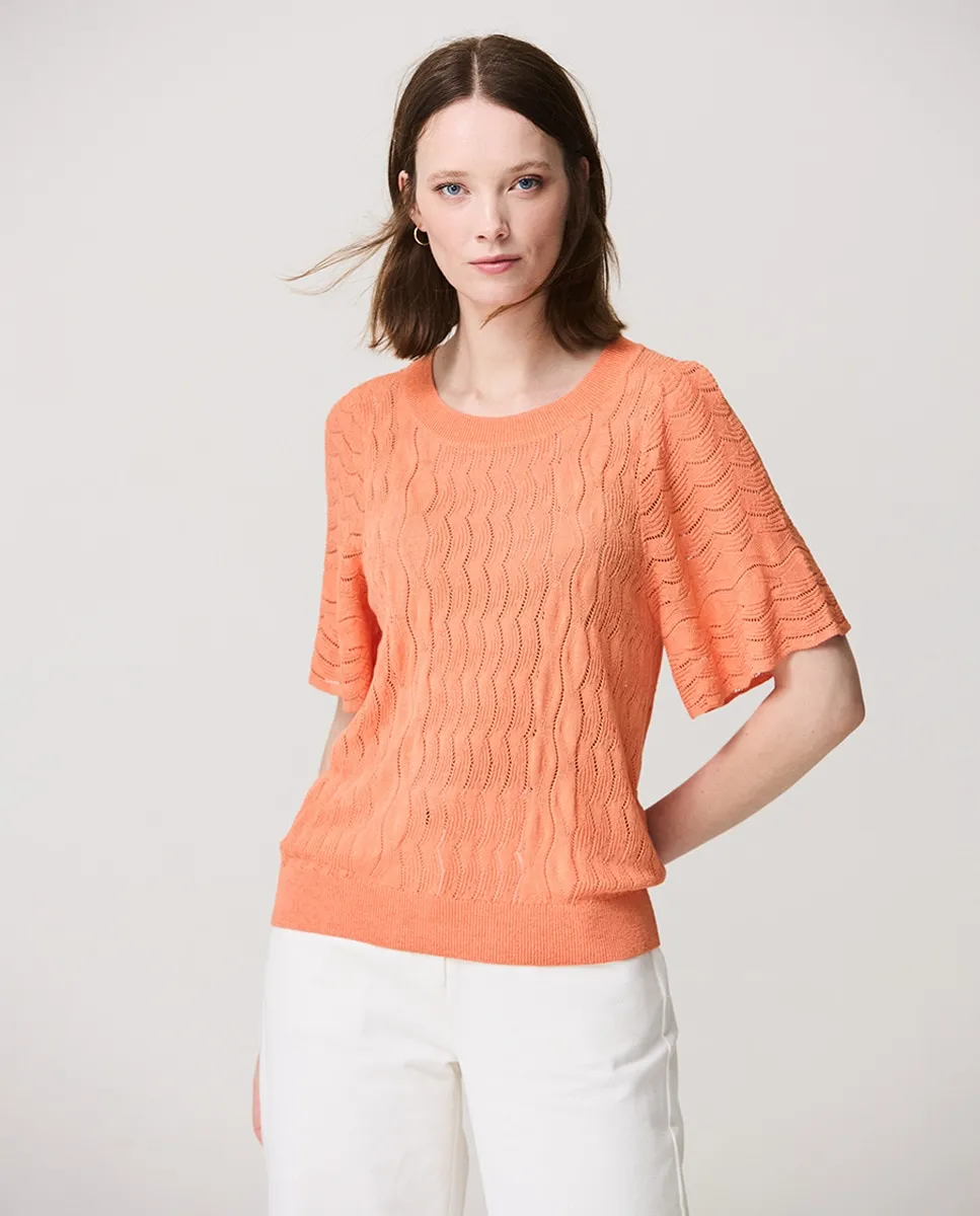 

Женский трикотаж с коротким рукавом из смеси льна Escorpion, оранжевый