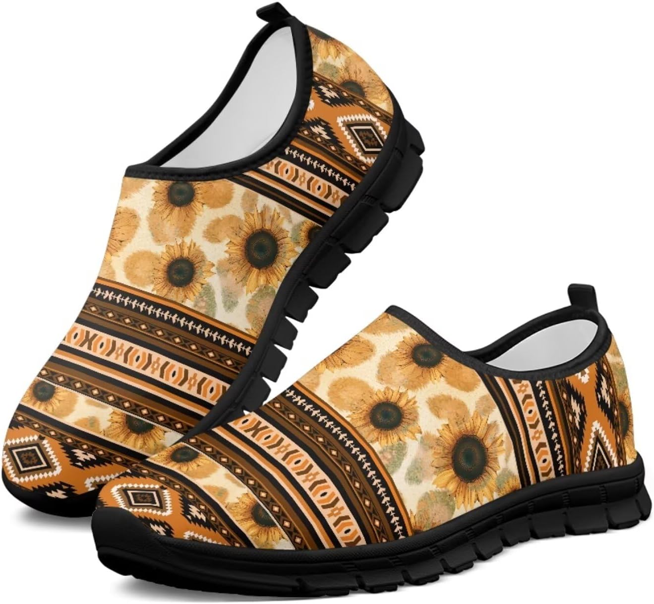 

Мужские слипоны Howilath Western Tribal Aztec, повседневная обувь, кроссовки для бега, дышащие, без застежек, Southwest Aztec Sunflower