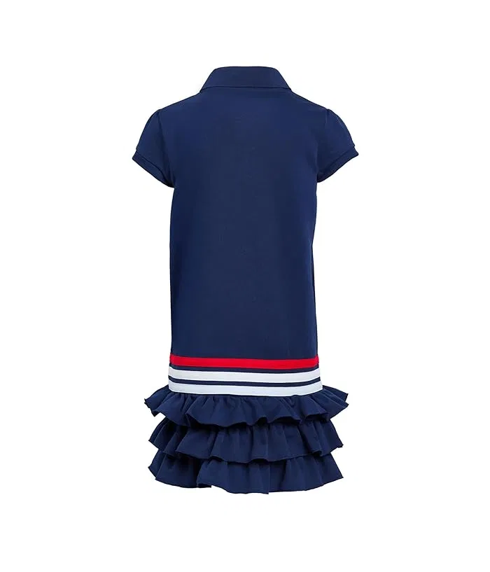 Платье-поло с рюшами из переработанного полиэстера Adidas Kids, Pure Ruby Melange — фото 2