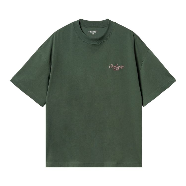 

Футболка Carhartt WIP Signature Script T-Shirt Sycamore Tree/Dusty Rose, зеленый