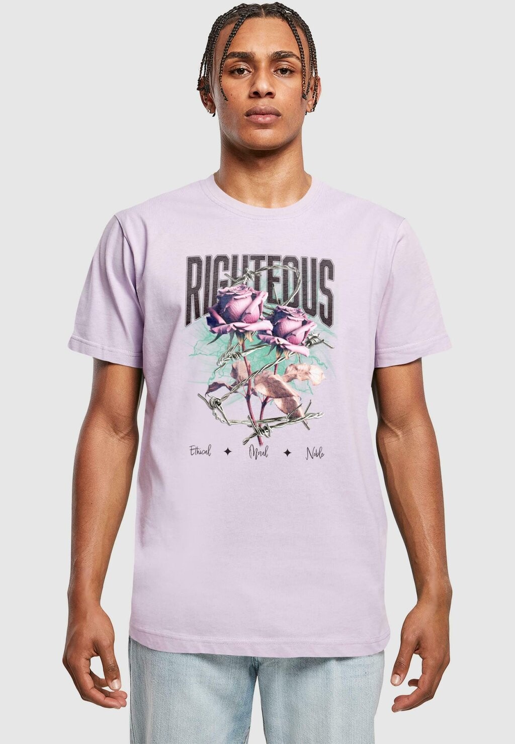 

Футболка с принтом RIGHTEOUS ROSES TEE Mister Tee, фиолетовый