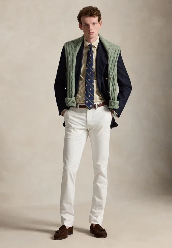 Брюки чинос Bedford stretch slim fit Polo Ralph Lauren, белый — фото 2