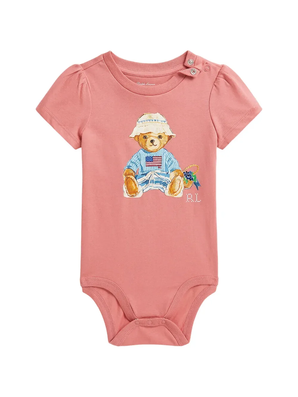 Комбинезон для новорожденного с принтом Polo Bear POLO RALPH LAUREN KIDS, розовый