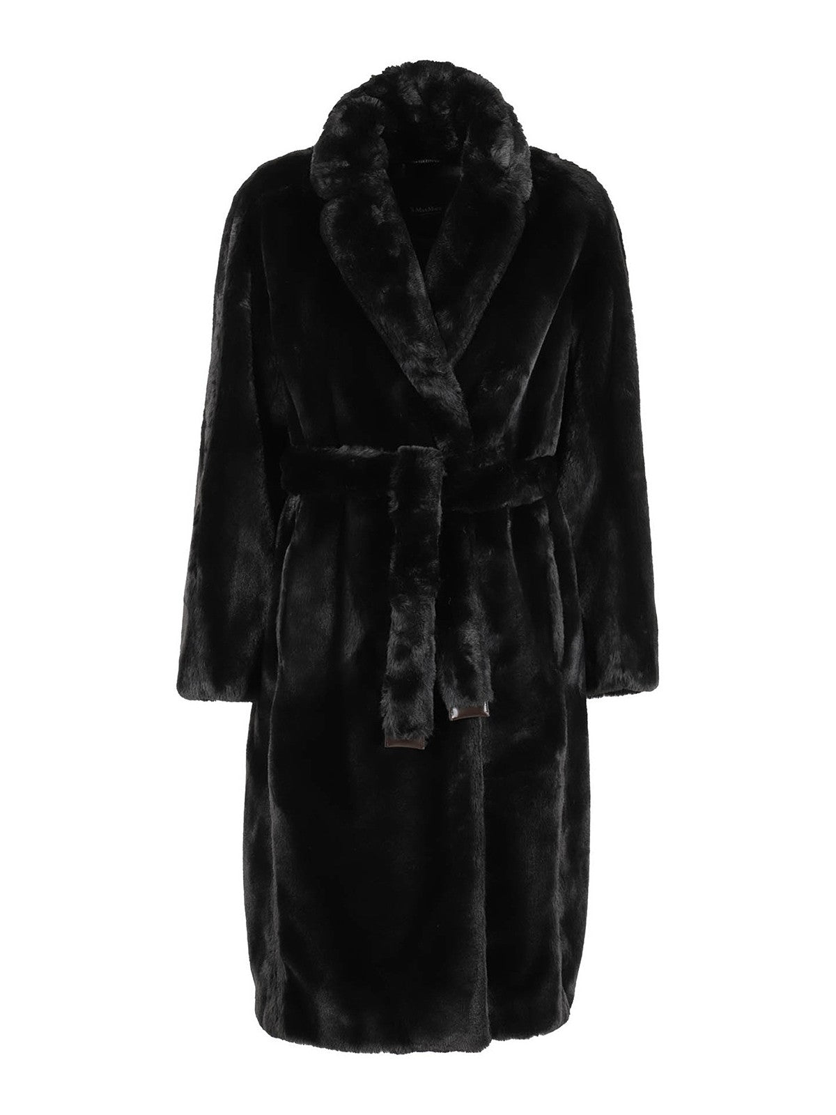 

Женское длинное пальто из искусственного меха Adorato MAX MARA черного цвета