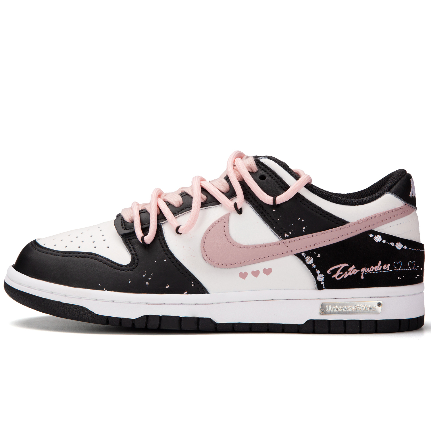 

Nike Детские износостойкие низкие скейтбордистские кроссовки Dunk Milkberry Gummies, черные с розовым вставкой, унисекс