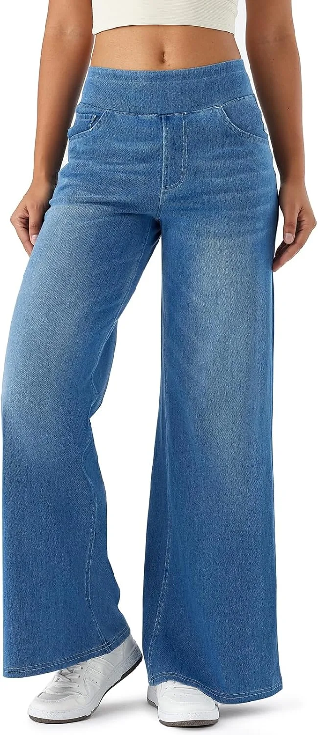 

Fanica Women's Baggy Wide Leg Jeans, высокие, свободные, эластичные