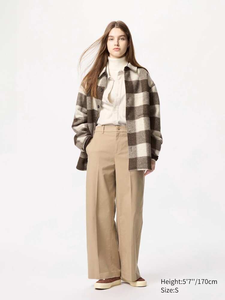 

Широкие брюки-чинос Uniqlo, цвет 32 бежевый