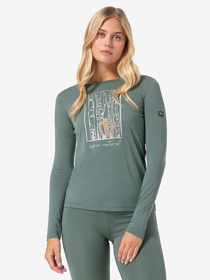 

Лонгслив super.natural Funktionslongsleeve Sunbirch, мятный