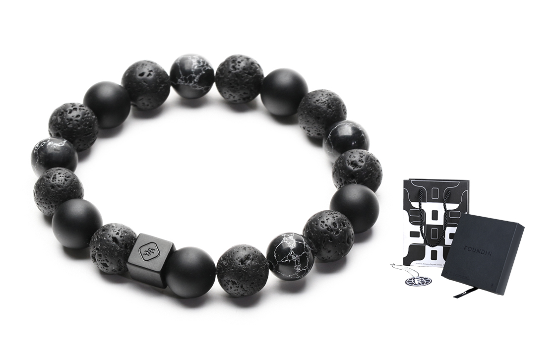 

FOUNDIN Вулканический камень Black Turquoise браслет с несколькими камнями для мужчин
