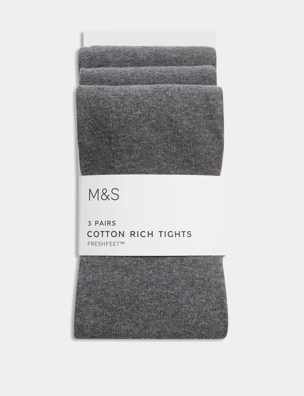 

3 пары хлопковых школьных колготок Marks & Spencer, серый