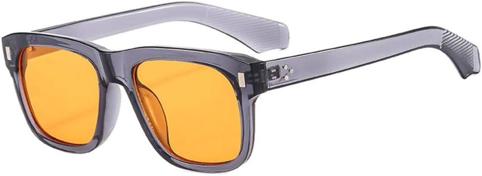 

Модные солнцезащитные очки для женщин с прозрачными линзами цвета морской волны, винтажные очки с заклепками, панк-стиль для мужчин, трендовые зеленые солнцезащитные очки TYUVIVO, Grey Orange