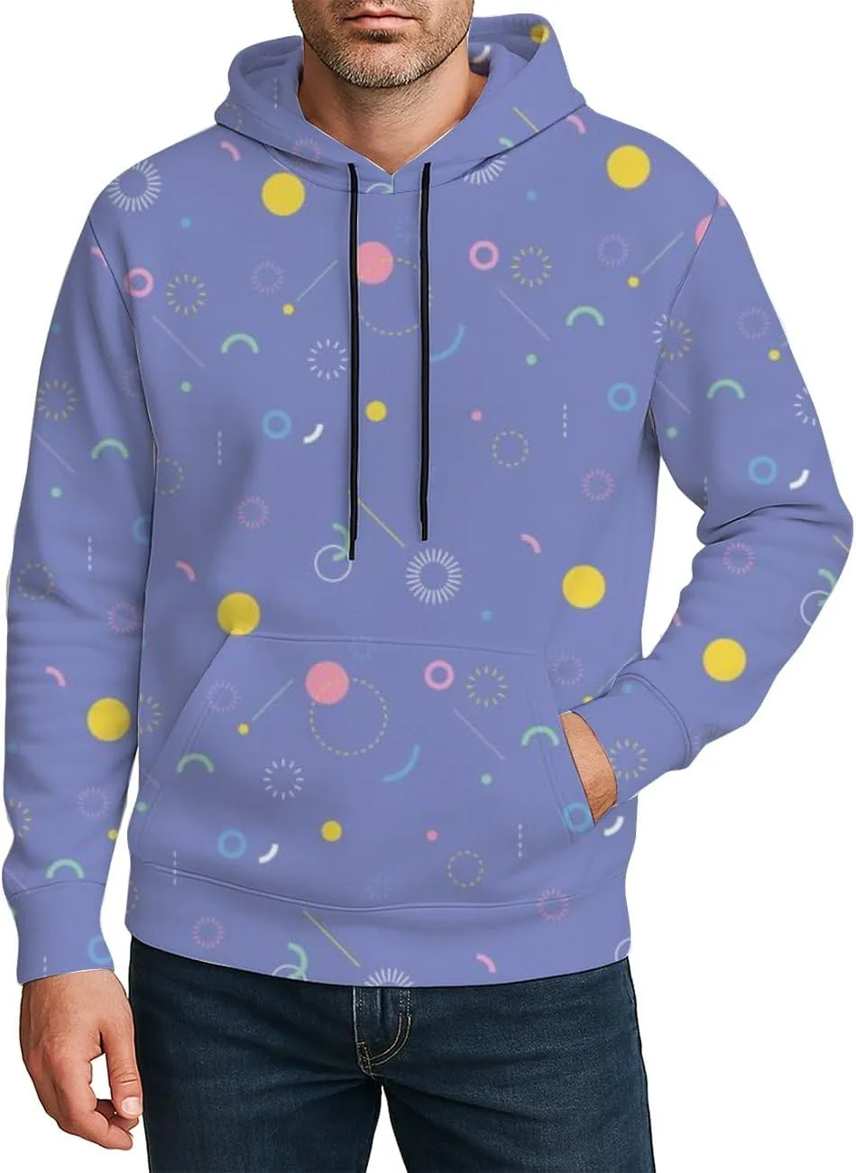 

Мужской худи с принтом и карманом, синий Deovige