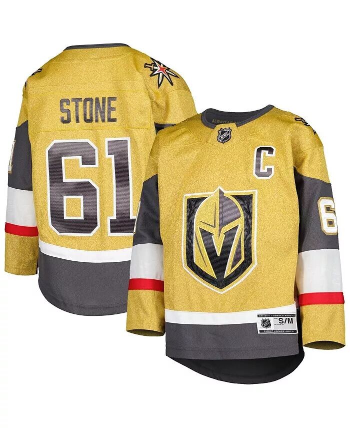 

Джерси Big Boys and Girls Mark Stone Gold Vegas Golden Knights Home Captain Patch Premier Player Outerstuff, золотой