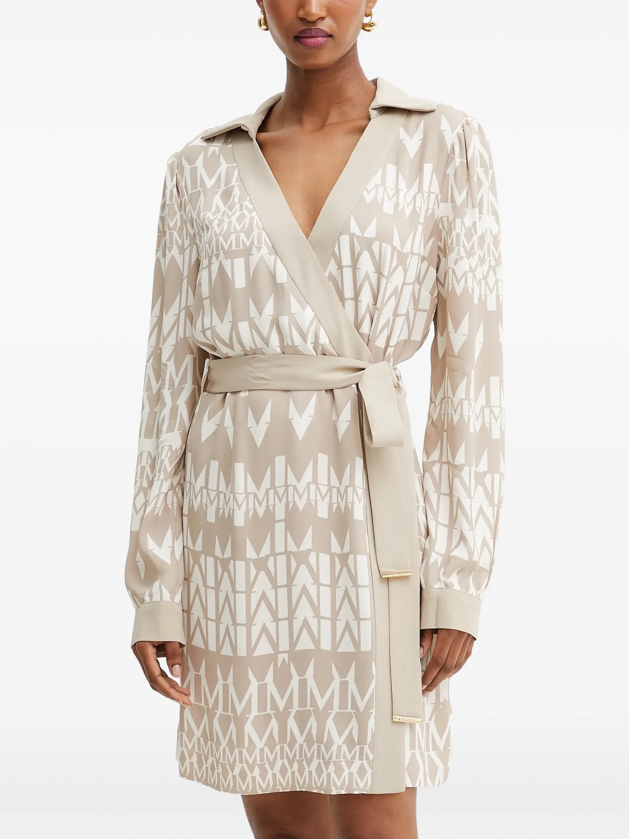 

Платье мини с геометричным узором и поясом Guess Usa, бежевый