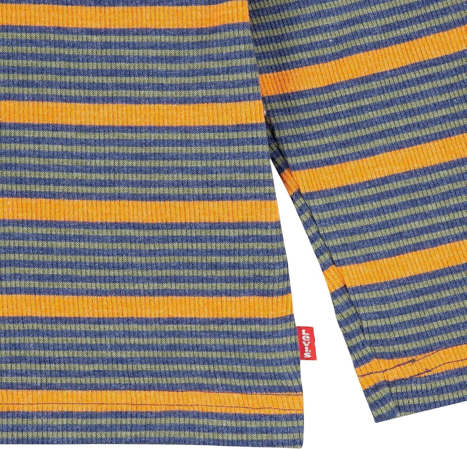 Рубашка с длинным рукавом и вафельным узором для мальчиков Levi's Boys, Olivine/Orange Striped — фото 3